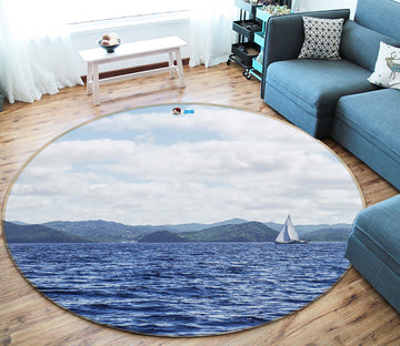 3D Sailing Boat 64099 Round Non Slip Rug Mat
