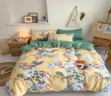 3D Yellow Background Flowers 16097 Bed Pillowcases Quilt