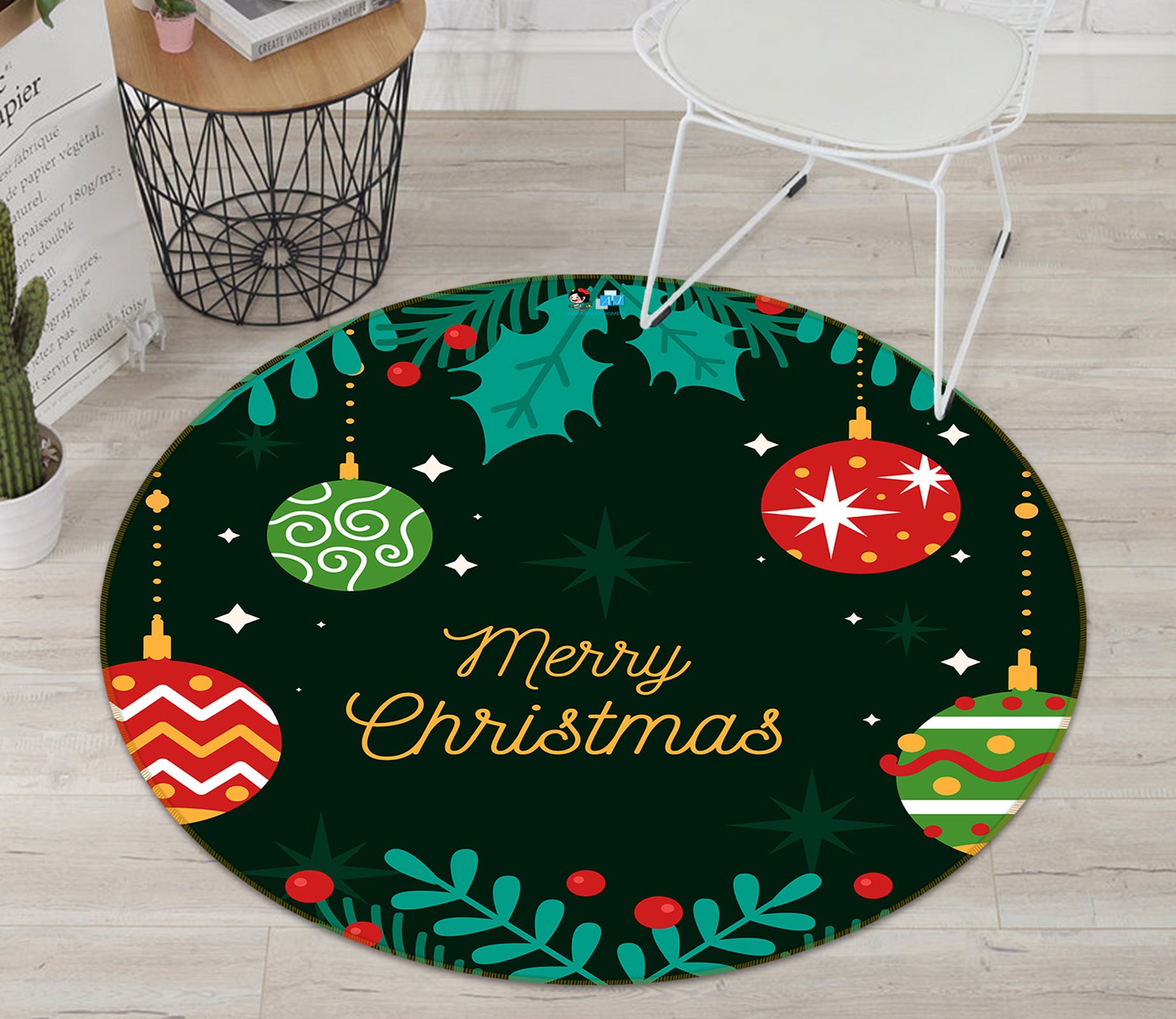 3D Colorful Ball 81092 Round Non Slip Rug Mat