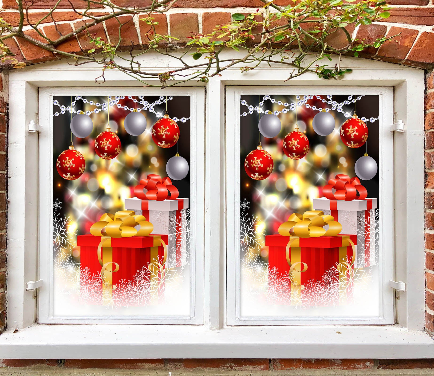 3D Gift 42194 Christmas Window Film Print Sticker Cling Stained Glass Xmas
