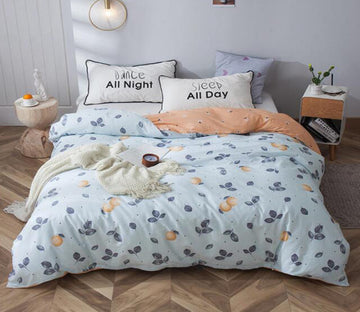 3D Light Blue Bottom Lemon 4190 Bed Pillowcases Quilt