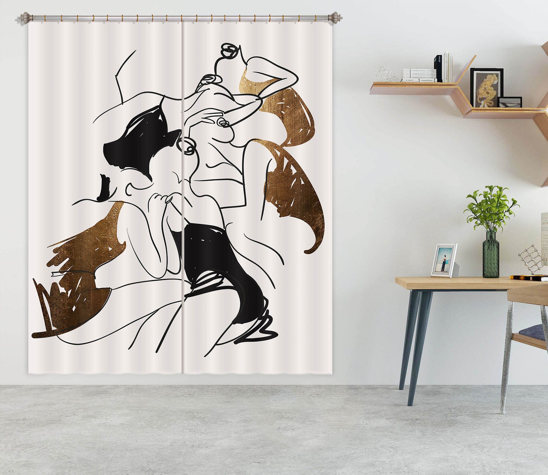 3D Abstract Woman 1010 Boris Draschoff Curtain Curtains Drapes