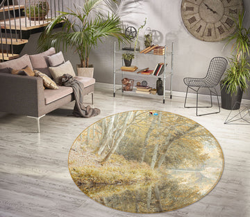 3D Riverside Trees 7356 Assaf Frank Rug Round Non Slip Rug Mat
