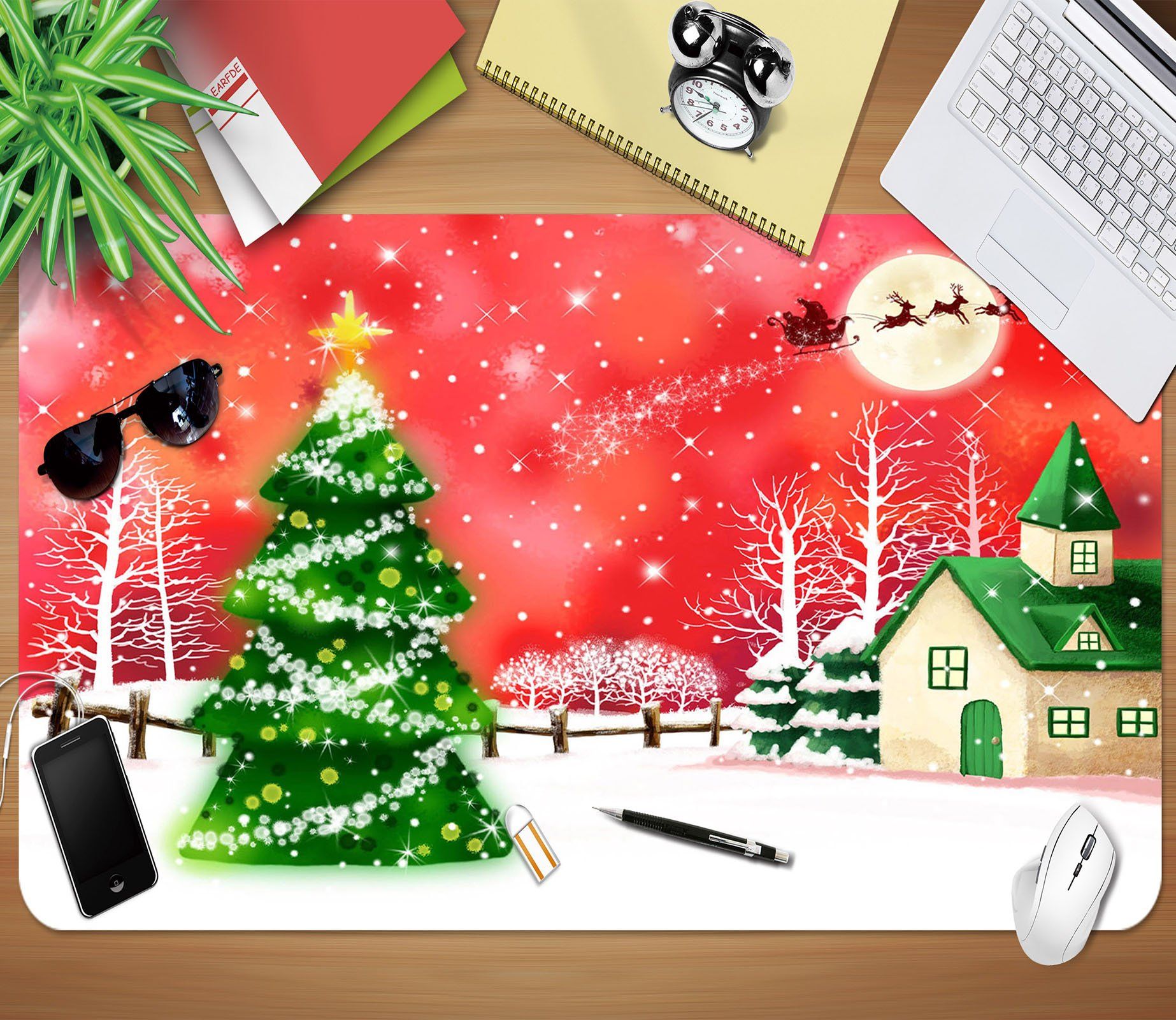 3D Sled Christmas Tree 002 Desk Mat Mat AJ Creativity Home 