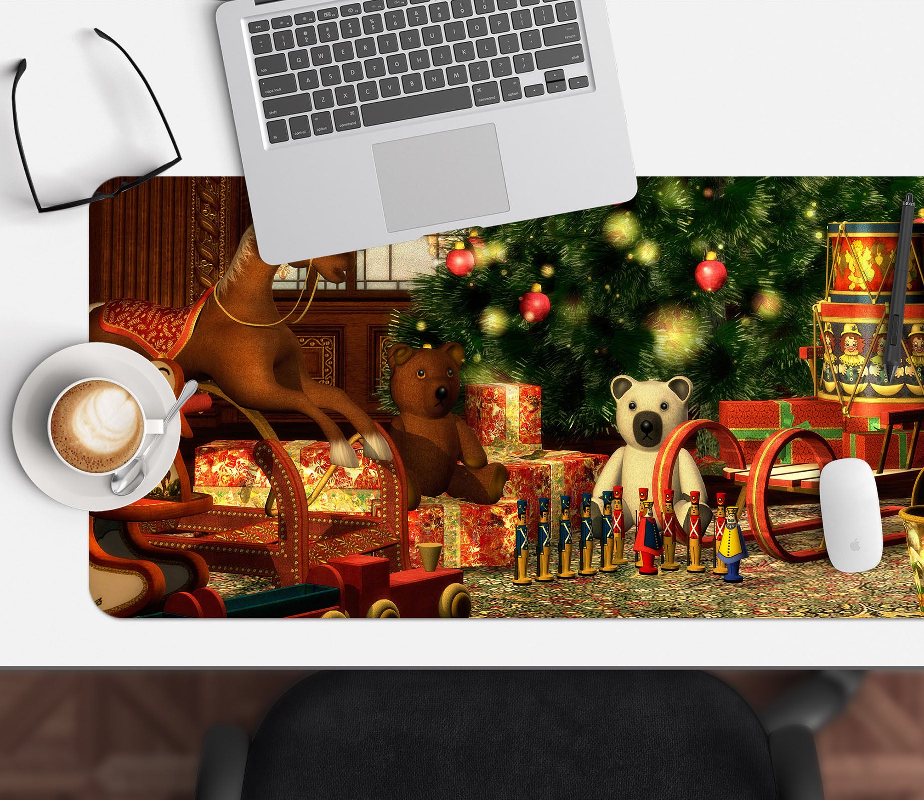 3D Trojan Horse Bear Doll 51162 Christmas Desk Mat Xmas