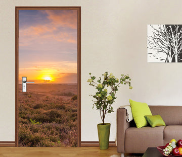 3D Dusk Grassland 5122 Assaf Frank Door Mural