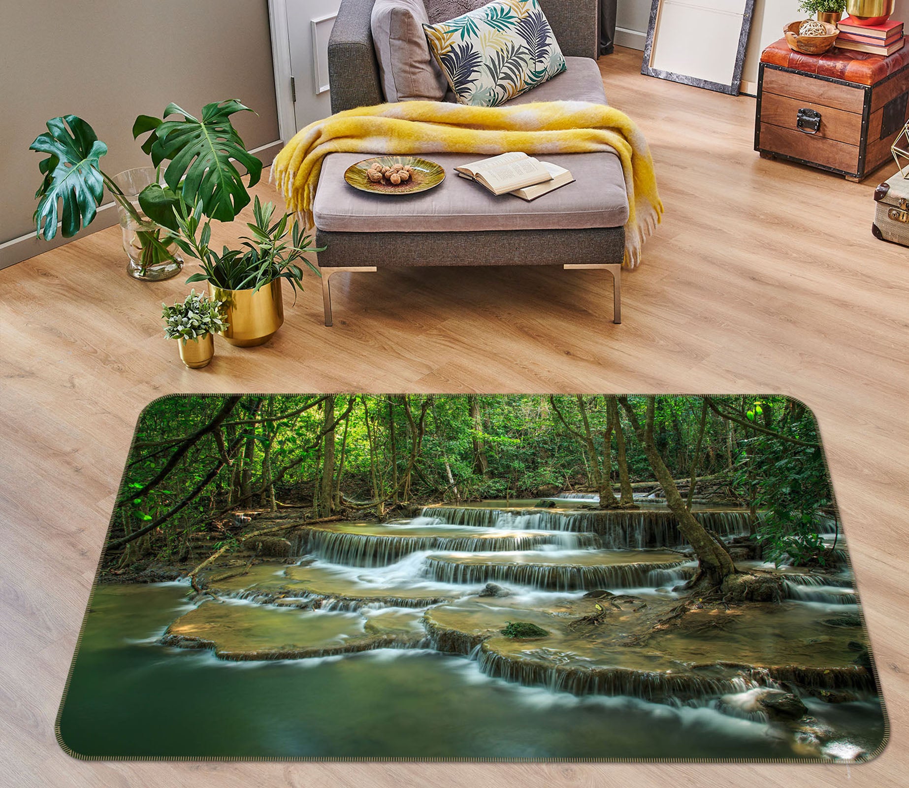 3D Jungle Water 34166 Non Slip Rug Mat