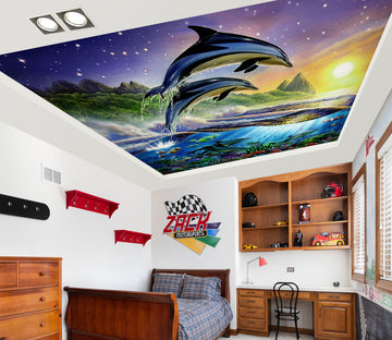 3D Hand Painted Dolphin 406 Adrian Chesterman Ceiling Wallpaper Murals