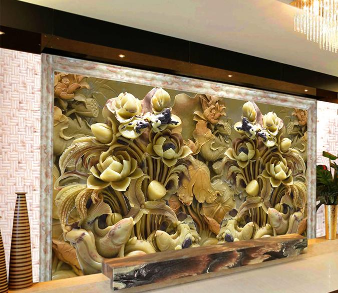 3D Carving Flowers 610 Wall Murals Wallpaper AJ Wallpaper 2 
