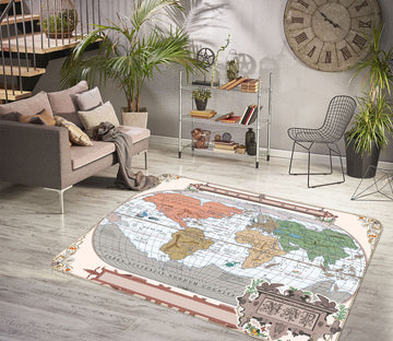 3D Color Painting 246 World Map Non Slip Rug Mat
