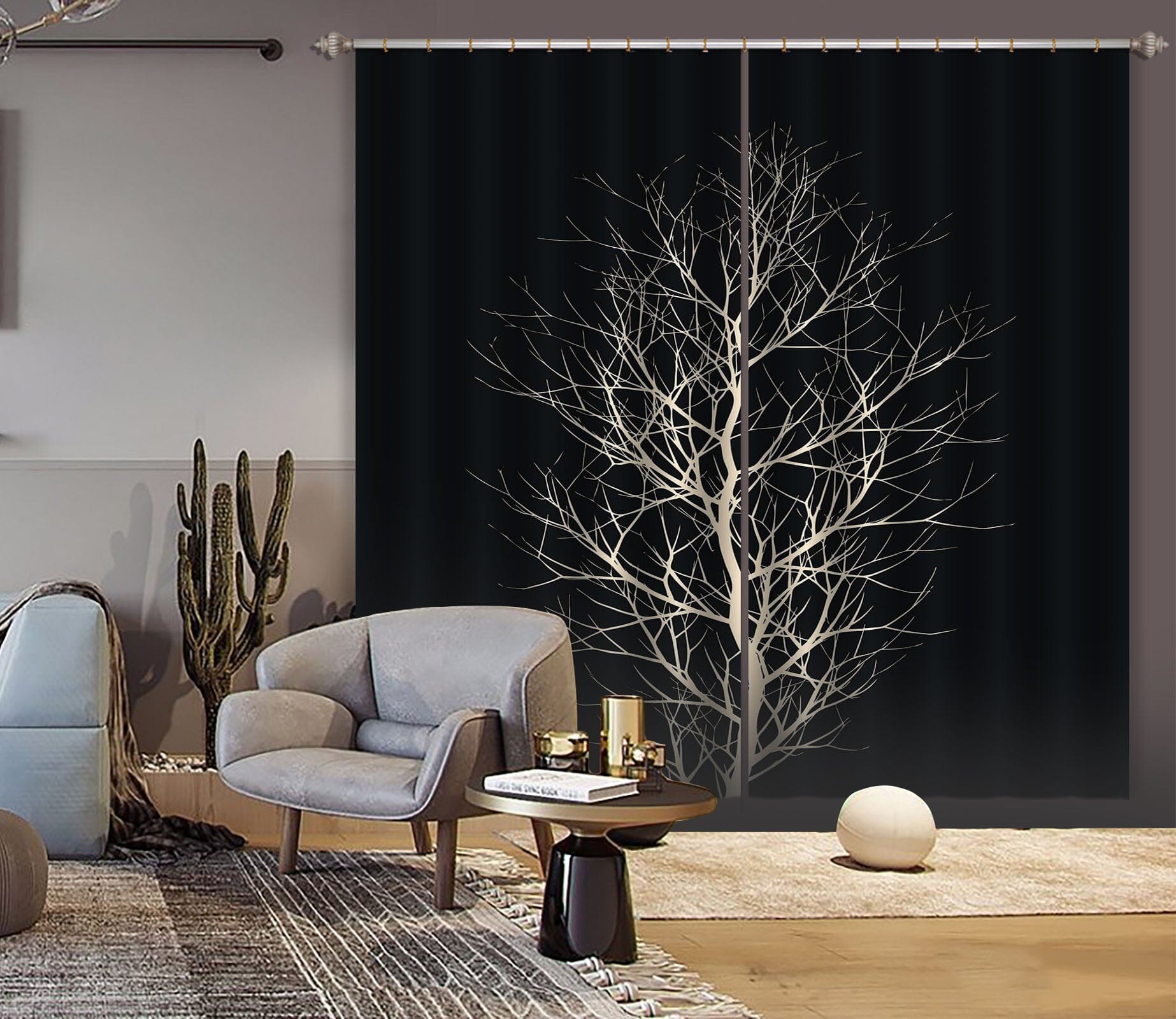 3D The White Tree 062 Boris Draschoff Curtain Curtains Drapes Curtains AJ Creativity Home 