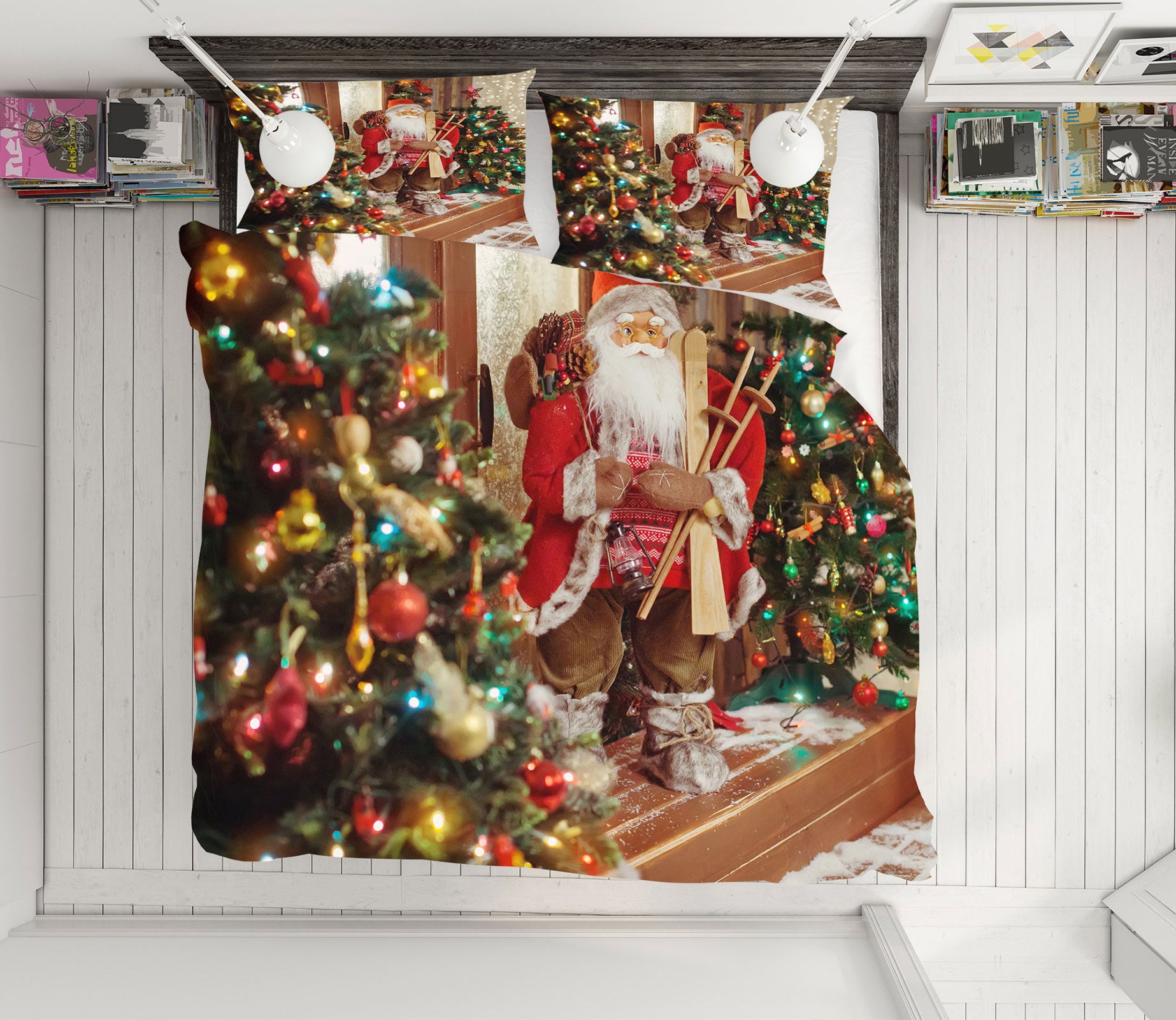 3D Santa Claus Tree 50049 Christmas Quilt Duvet Cover Xmas Bed Pillowcases