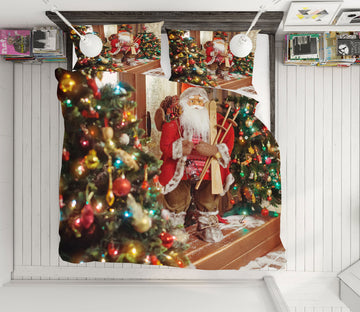 3D Santa Claus Tree 50049 Christmas Quilt Duvet Cover Xmas Bed Pillowcases
