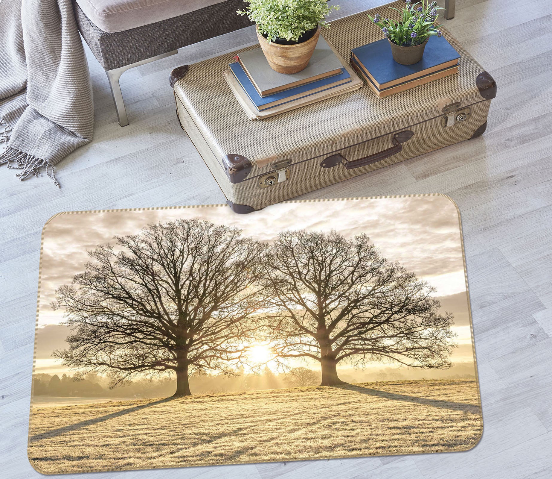 3D Yellow Grassland 168 Assaf Frank Rug Non Slip Rug Mat