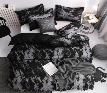 3D Black Gray Marble Pattern 5172 Bed Pillowcases Quilt