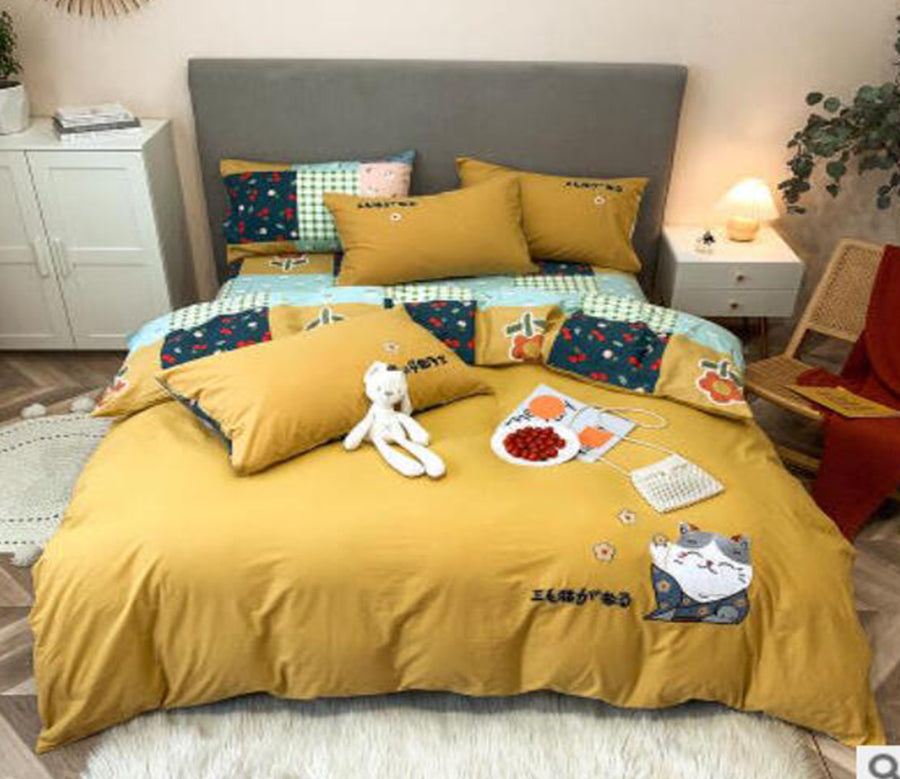3D Yellow Cat 40199 Bed Pillowcases Quilt