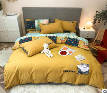 3D Yellow Cat 40199 Bed Pillowcases Quilt