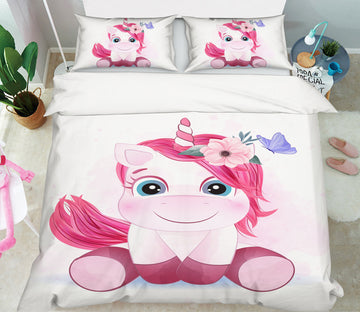 3D Pink Unicorn 58226 Bed Pillowcases Quilt