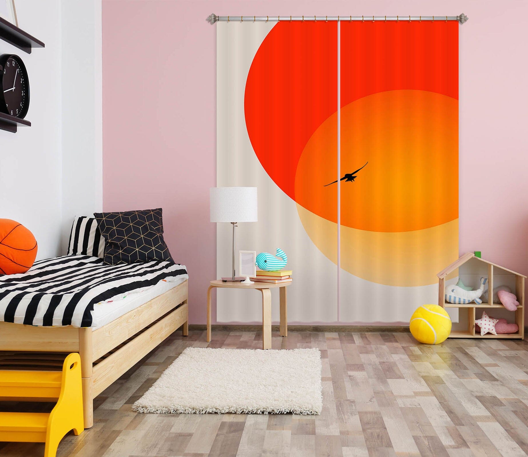3D Sun Geese 1051 Boris Draschoff Curtain Curtains Drapes Curtains AJ Creativity Home 