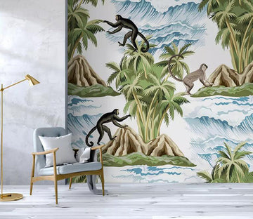3D Monkey Climbing Tree 1275 Wall Murals Wallpaper AJ Wallpaper 2 