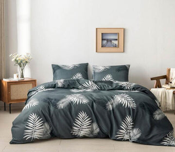3D Big Leaves 7186 Bed Pillowcases Quilt