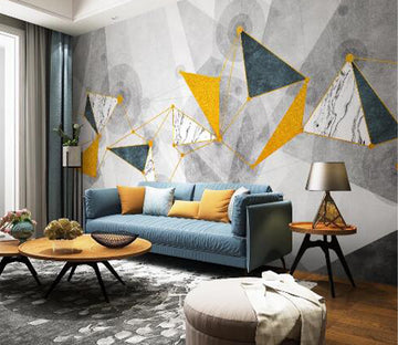 3D Yellow Triangle WC1790 Wall Murals