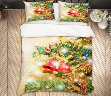 3D Branches Bells 51094 Christmas Quilt Duvet Cover Xmas Bed Pillowcases