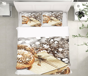 3D Golden Snowflake Gift 50006 Christmas Quilt Duvet Cover Xmas Bed Pillowcases
