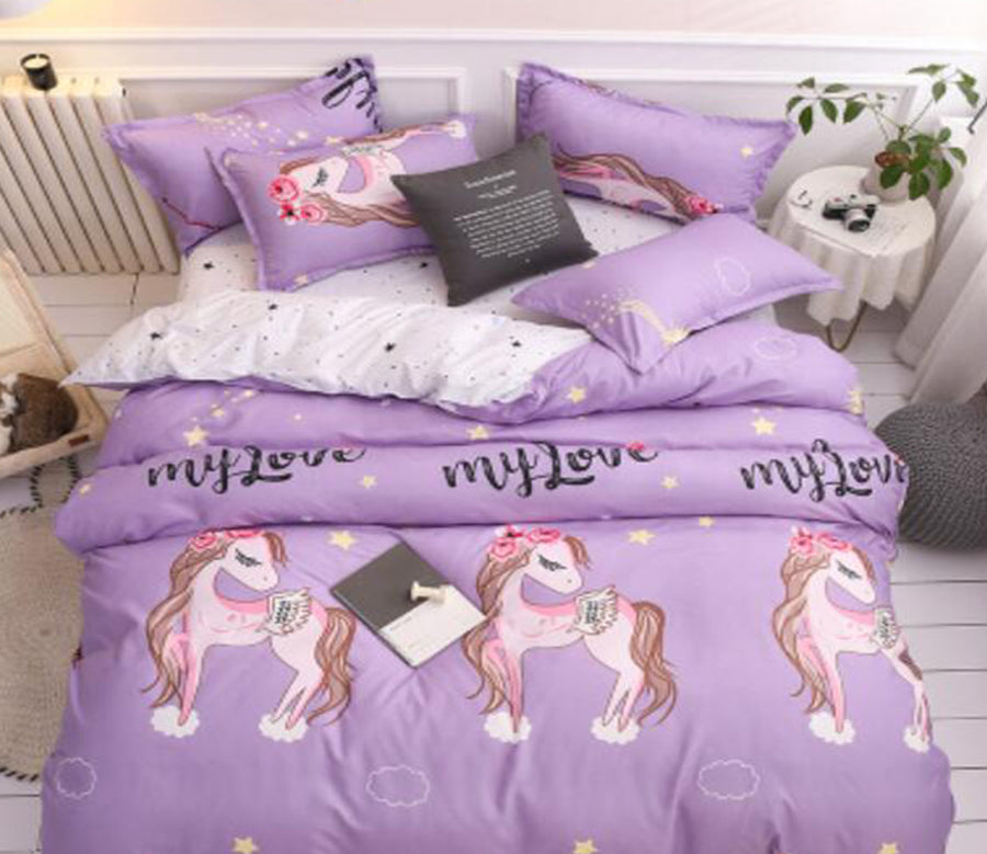 3D Purple Shaggy Horse 5150 Bed Pillowcases Quilt
