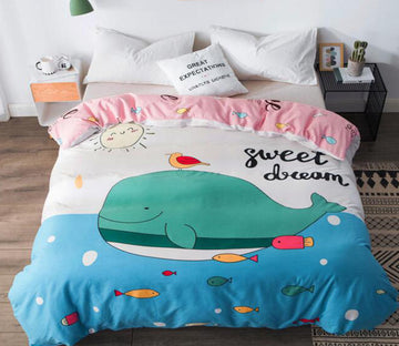 3D Cartoon Whale 3015 Bed Pillowcases Quilt