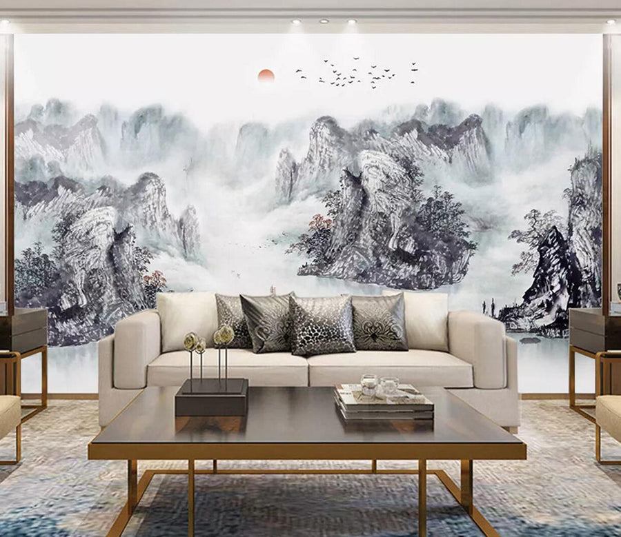 3D Mountain Cliff WC2488 Wall Murals