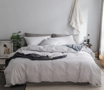 3D White Grid 14151 Bed Pillowcases Quilt