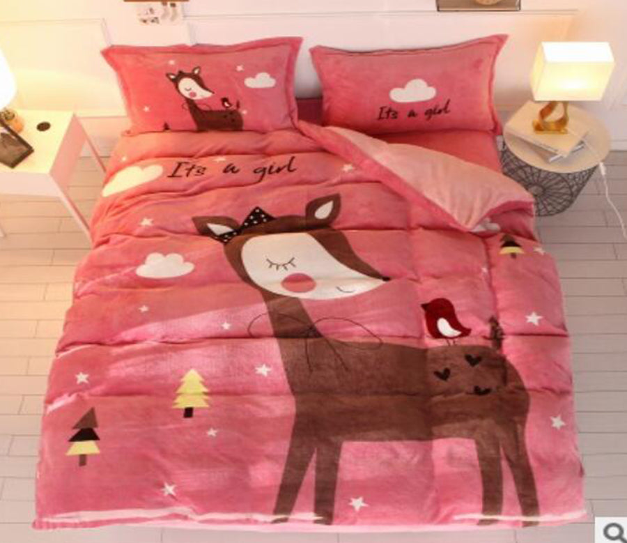 3D Cartoon Deer 18031 Bed Pillowcases Quilt