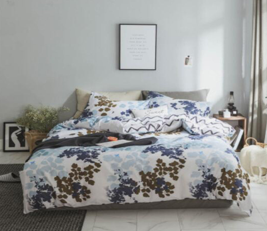3D Blue Brown Leaves 20309 Bed Pillowcases Quilt