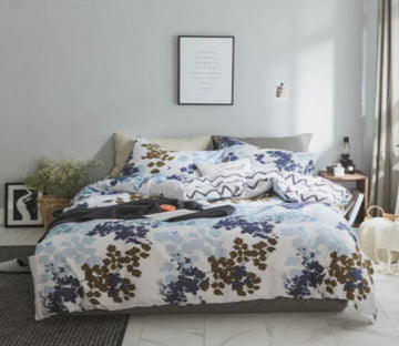 3D Blue Brown Leaves 20309 Bed Pillowcases Quilt