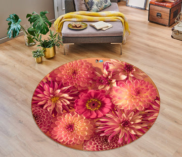 3D Bright Flowers 7328 Assaf Frank Rug Round Non Slip Rug Mat