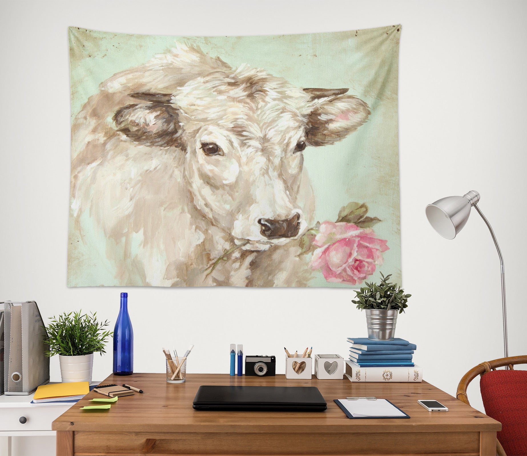 3D Cattle Flowers 111167 Debi Coules Tapestry Hanging Cloth Hang