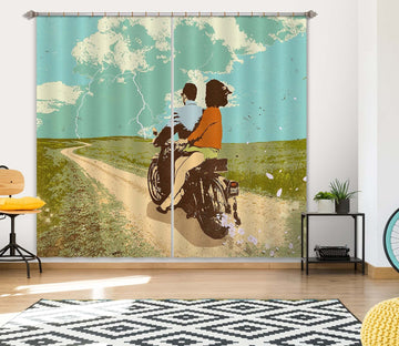 3D Motorcycle Travel 055 Showdeer Curtain Curtains Drapes Curtains AJ Creativity Home 