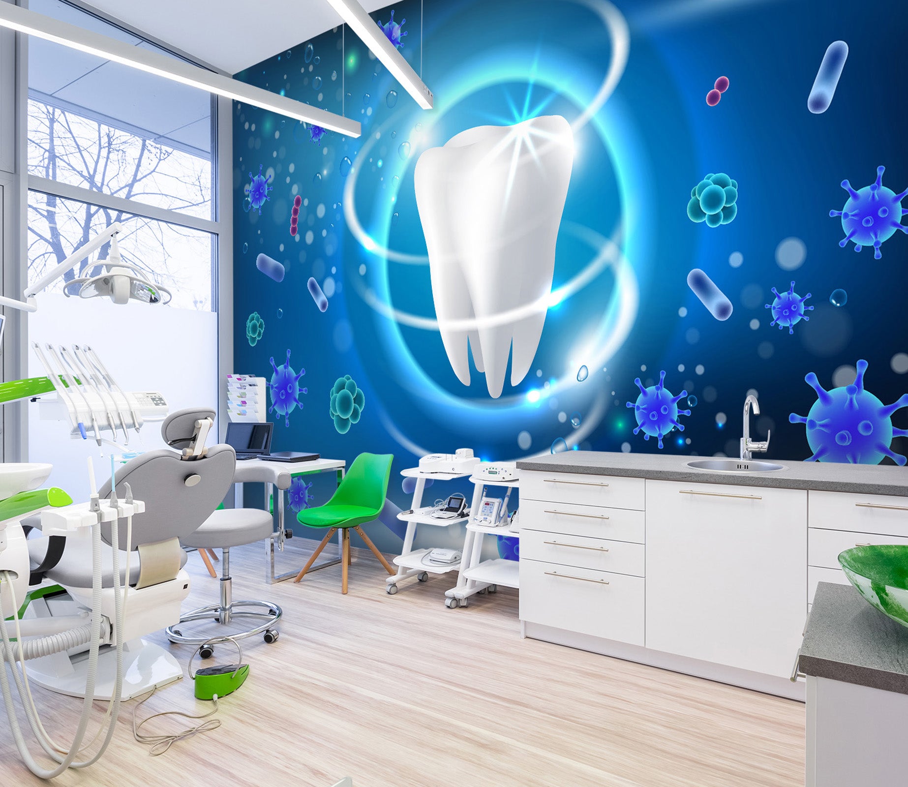 3D Big White Tteeth 332 Wall Murals