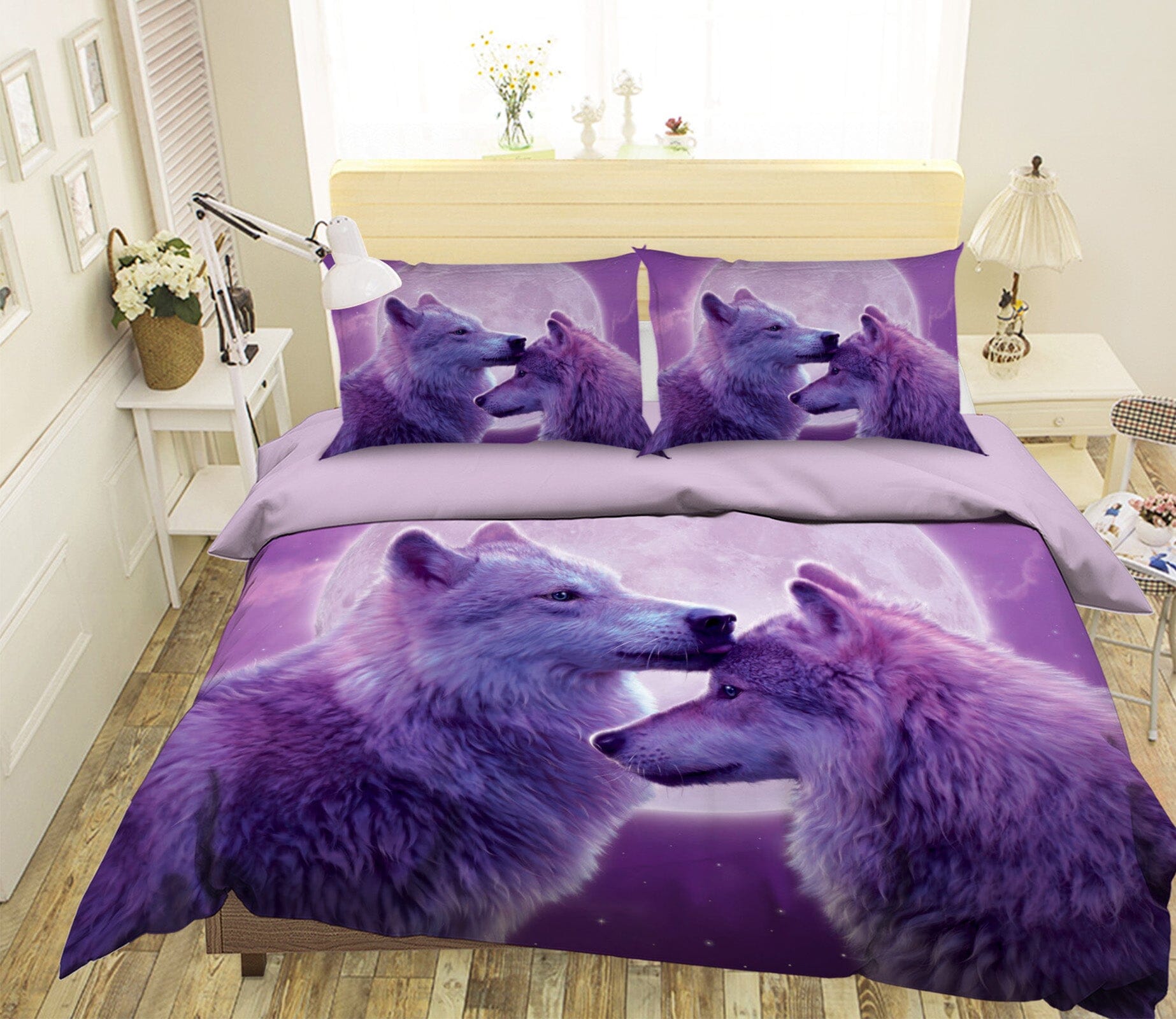 3D Loving Wolves 057 Bed Pillowcases Quilt Exclusive Designer Vincent Quiet Covers AJ Creativity Home 