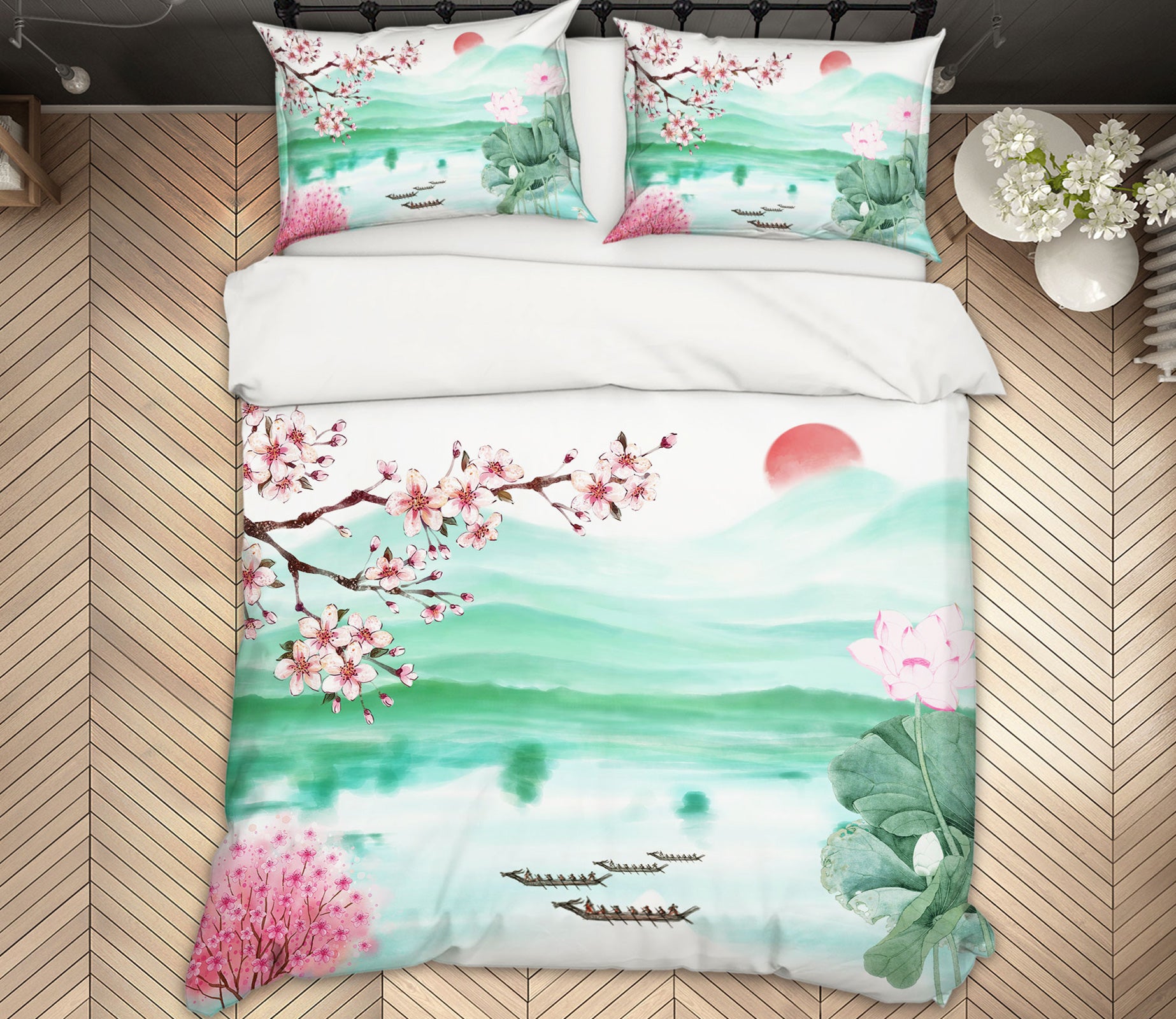 3D River Tree 13086 Bed Pillowcases Quilt