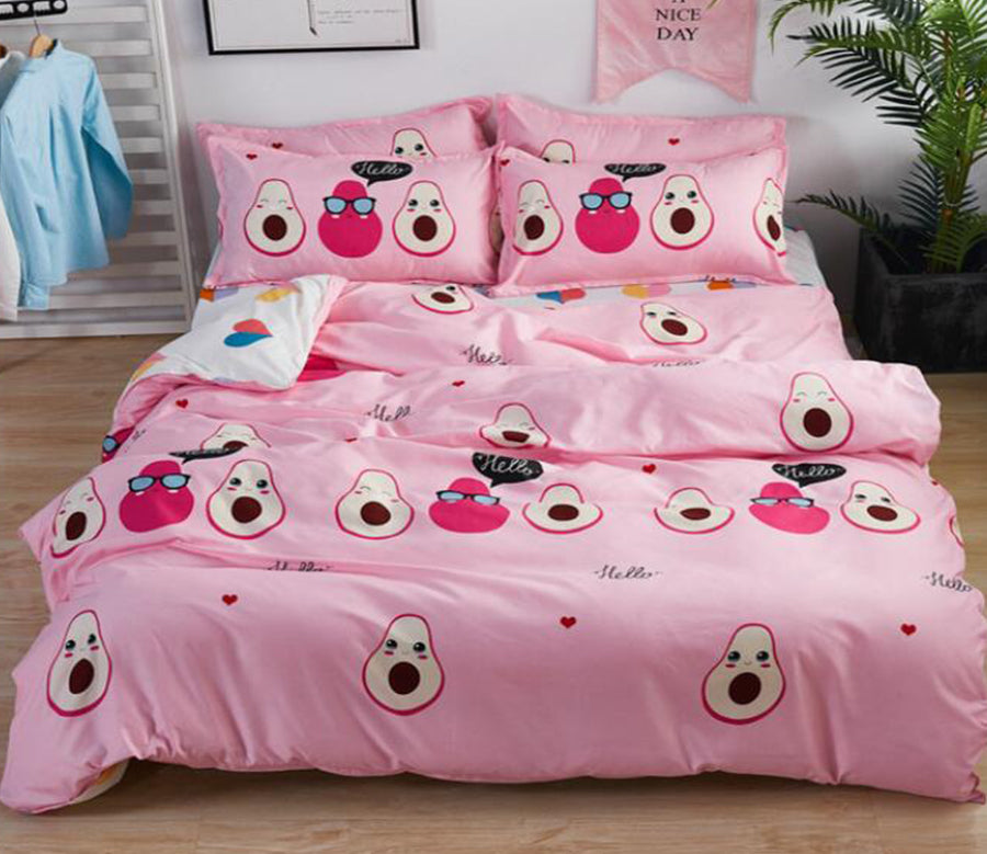 3D Pink Avocado 12160 Bed Pillowcases Quilt