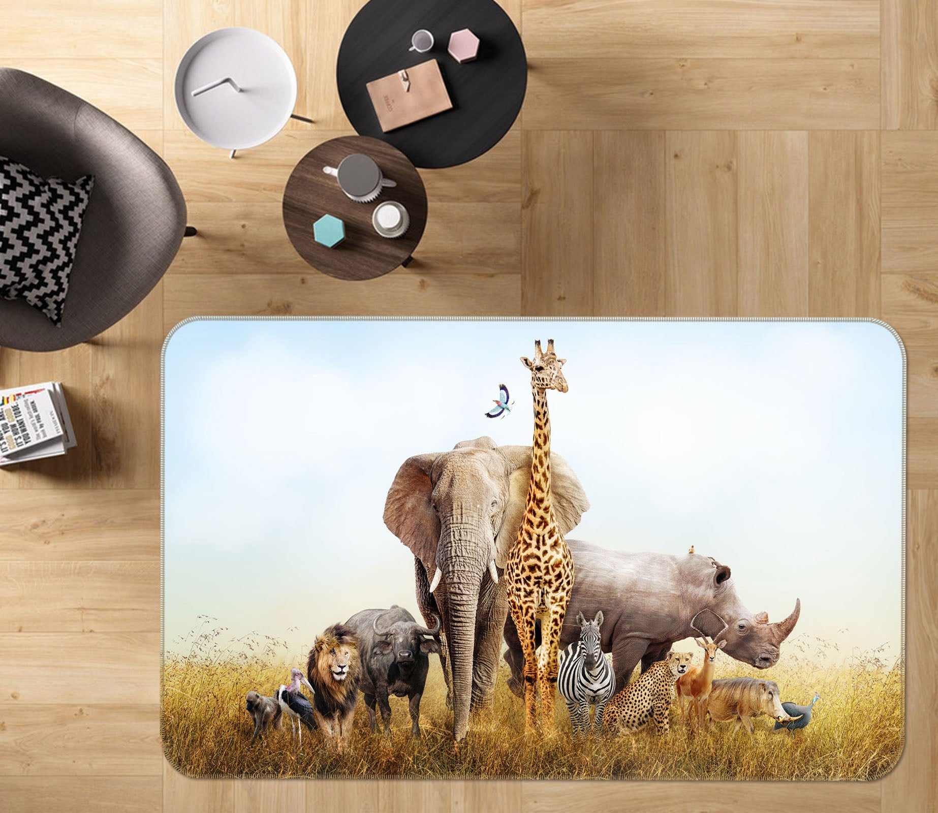3D Wild Animals 34112 Non Slip Rug Mat