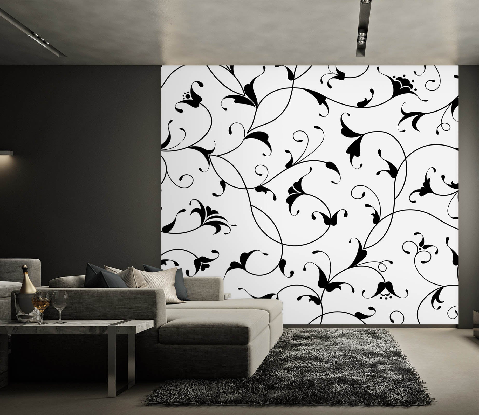 3D Black Flower Pattern 1113 Wall Murals