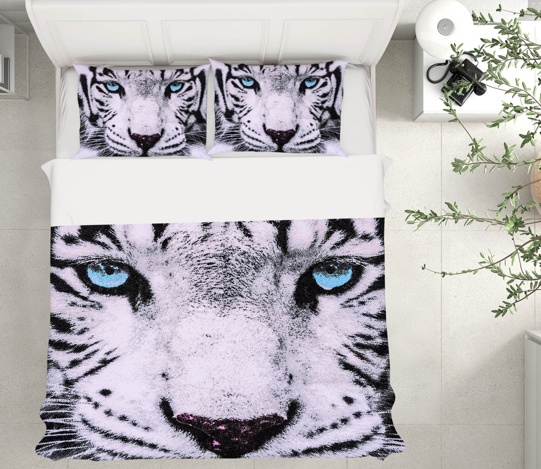 3D White Tiger 21057 Bed Pillowcases Quilt