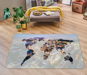 3D Abstract Art 279 World Map Non Slip Rug Mat Mat AJ Creativity Home 