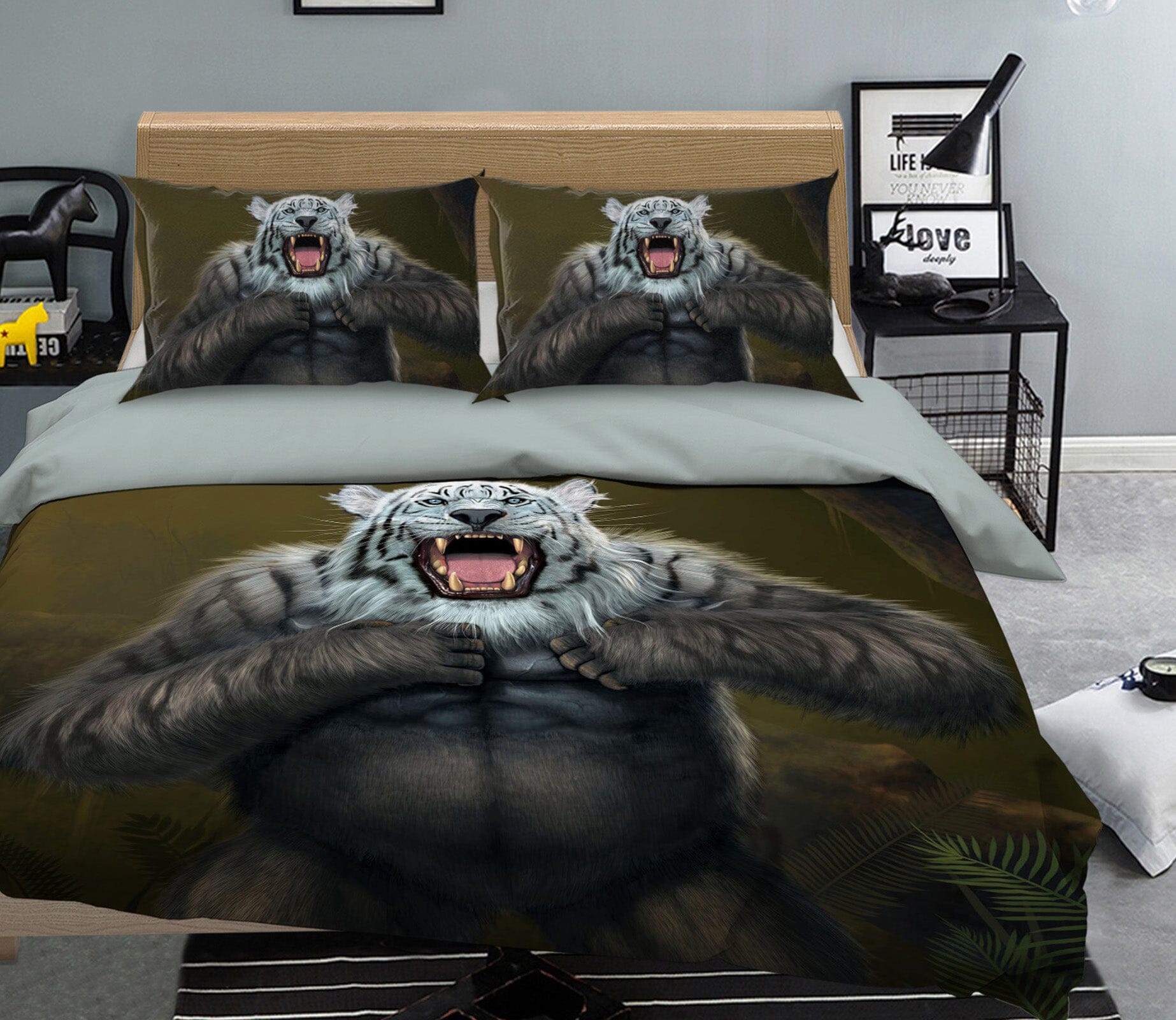 3D Tigerilla White Tiger Version 090 Bed Pillowcases Quilt Exclusive Designer Vincent Quiet Covers AJ Creativity Home 