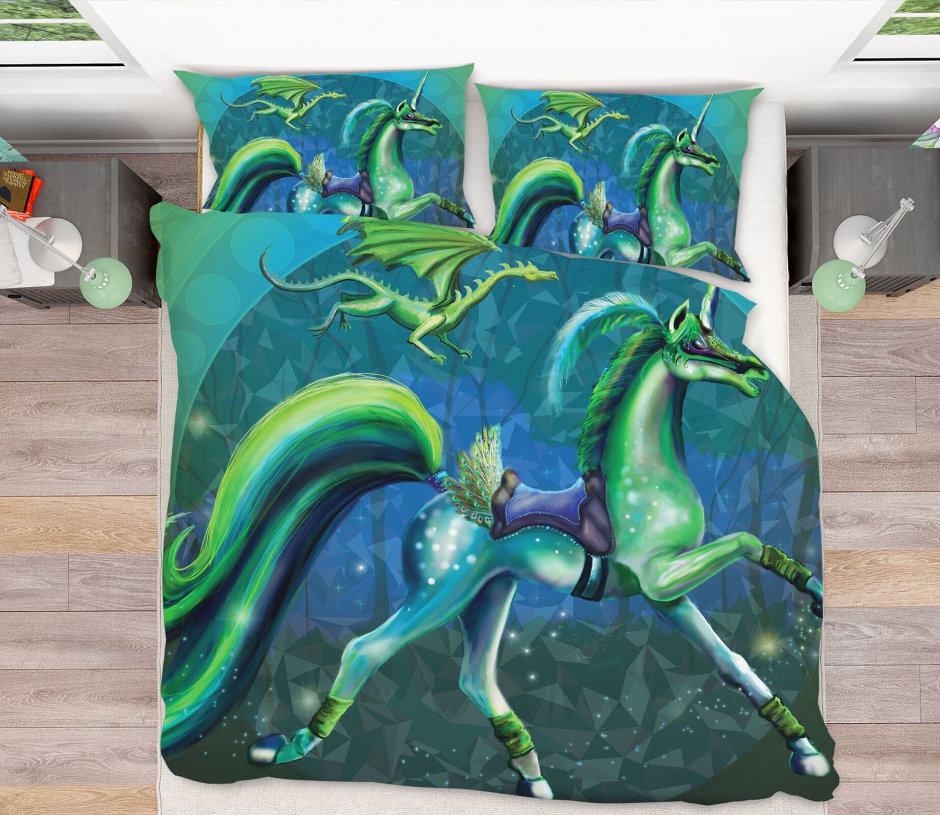 3D Walking Unicorn 122 Rose Catherine Khan Bedding Bed Pillowcases Quilt Quiet Covers AJ Creativity Home 