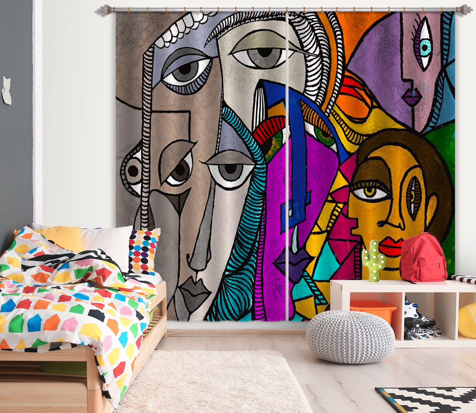 3D Comic Doodle 372 Jacqueline Reynoso Curtain Curtains Drapes