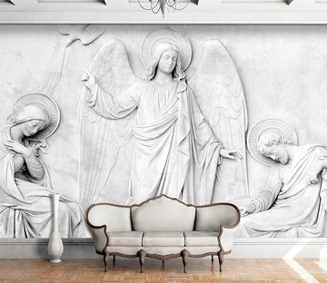 3D Carving Angel 1596 Wall Murals